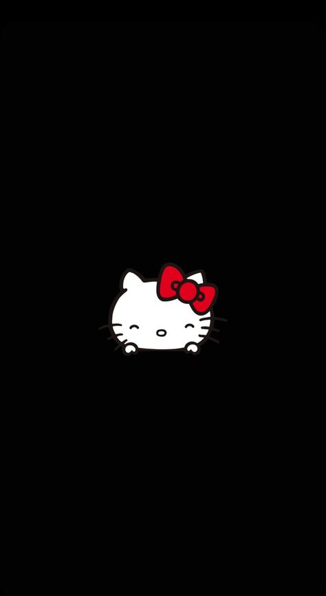 Black Sanrio Wallpaper, Hello Kitty Black Background, Black Hello Kitty Wallpaper, Kobo Wallpaper, Hello Kitty Black, Hello Kitty Bow, Spiritual Wallpaper, Christmas Wallpaper Backgrounds, Hello Kitty Aesthetic