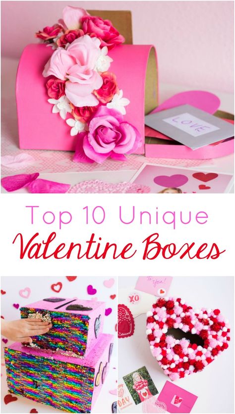 Top 10 DIY Valentine Box Ideas for School #diyvalentineboxes #valentineboxes #valentineboxideas #valentineboxesforschool Valentine School Ideas, Easy Valentine Boxes, Valentine Box Ideas For School, Diy Valentine's Mailbox, Homemade Valentine Boxes, Girls Valentines Boxes, Valentine School, Valentine Box Ideas, Diy Valentines Box