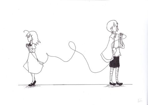 HKxSG: Red string of fate by ~brewcha on deviantART Red Thread Of Fate Sketch, Red String Of Fate Drawings, An Invisible Thread, Destined To Be Together, Twin Flames Signs, Disney Love Quotes, String Of Fate, Invisible Thread, Red String Of Fate