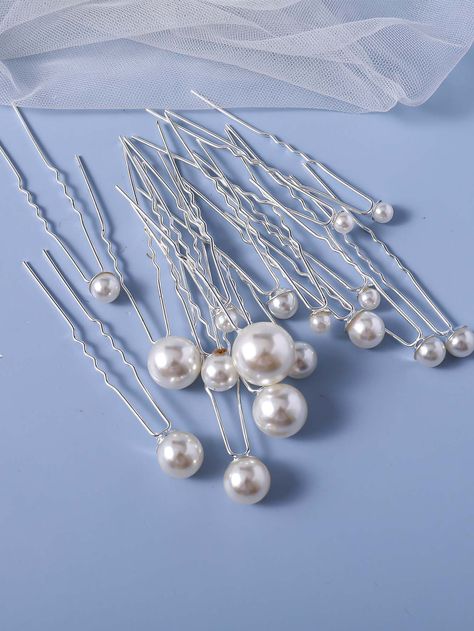 18pcs Faux Pearl Decor Elegant Bridal Hair Pin For WeddingI discovered amazing products on SHEIN.com, come check them out! Elegant Bridal Hair, Boho Tiara, Pearl Hairpin, Bridal Hair Pins Pearl, Bridal Hair Pin, Bridal Headwear, Princess Tiara, Pearl Decor, Pearl Hair Pins