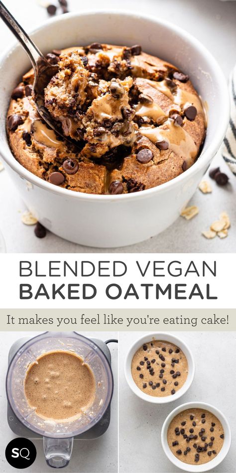 Banana Chocolate Chips, Oatmeal With Banana, Vegan Baked Oatmeal, Banana Baked Oatmeal, Vegan Breakfast Easy, Vegan Oatmeal, Vegan Baked, Baked Oatmeal Recipes, Raw Recipes