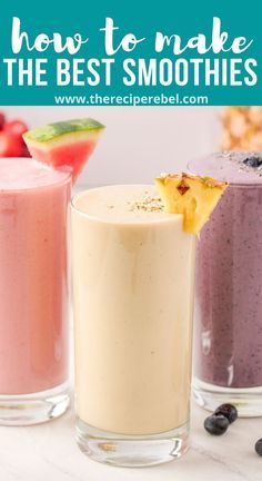 Healthy Protein Fruit Smoothies, Fruit Smoothie With Ice Cream, Make A Smoothie, Morning Fruit Smoothies, Blended Smoothies Recipes, Fruits Smoothies Recipes, Basic Fruit Smoothie Recipe, How To Make The Perfect Smoothie, Smoothie With Milk And Frozen Fruit