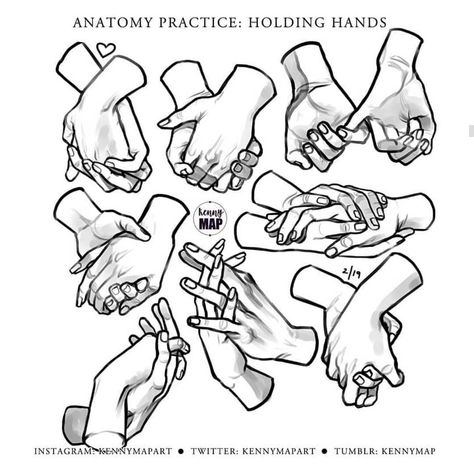 Holding Hands Drawing, Anatomy Practice, Hand Drawing Reference, Hand Reference, Figure Drawing Reference, Body Drawing, Anatomy Art, Art Poses, Drawing Base