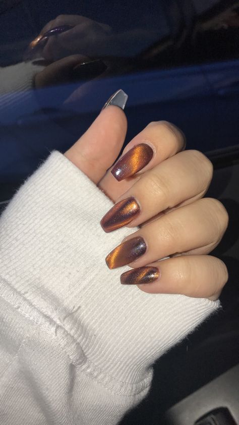 Cat eye😍 Cat Eye Nails Polish, Magnetic Nail Polish, Cute Nail Polish, Nails Brown, Eye Nails, Magnetic Nails, Nails Green, Spring Nail Colors, Nails Cute