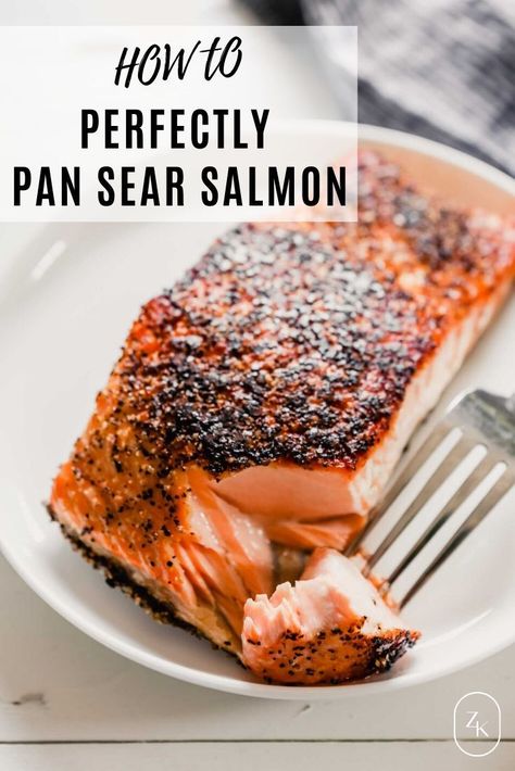 Pan Sear Salmon, Salmon Crispy, Salmon Recipe Pan, Oven Salmon, Seared Salmon Recipes, Salmon Recipes Baked, Salmon Recipes Pan Seared, Pan Fried Salmon, Healthy Salmon Recipes