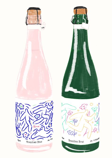 Rose Wine Illustration, Wine Pop Art, Painting For My Best Friend, Bottle Of Wine Illustration, Wine Tasting Illustration, Wine Bottle Doodle, Glass Bottle Illustration, Wine Bottle Graphic Design, Wine Bottle Art Paintings