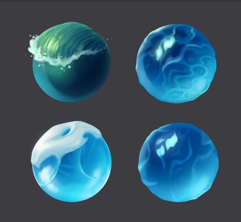 ArtStation - Material study Material Studies Art, Material Study Digital Painting, Water Texture Drawing, Water Sphere, Texture Digital Art, Stylized Texture, Water Study, Texture Study, Material Studies