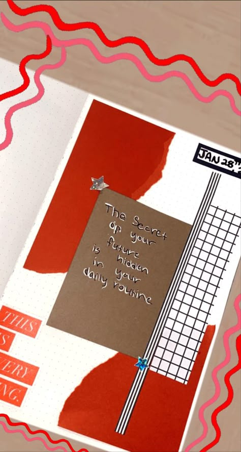 red &brown bullet journal spread Red Aesthetic Scrapbook, Scrapbook Red Theme, Red Aesthetic Journal, Red Scrapbook Aesthetic, Red Journal Ideas, Red Theme Journal, Red Journal Aesthetic, Journal Painting, Brownie Packaging