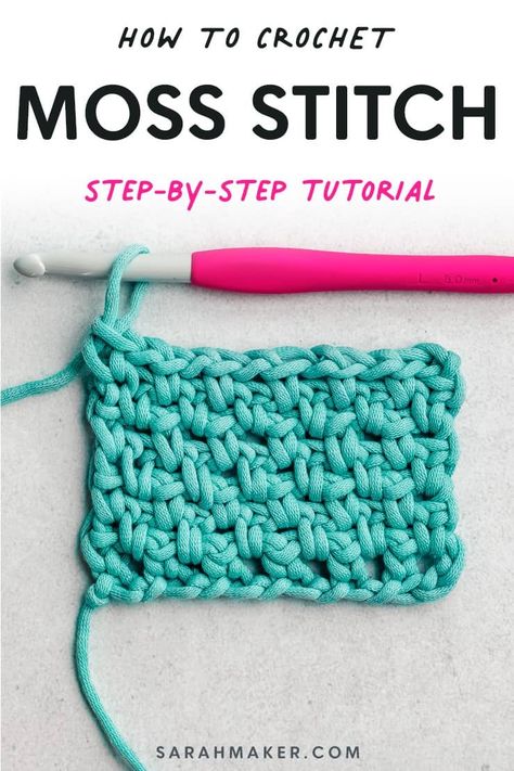 Learn how to crochet the moss stitch, aka granite stitch, woven stitch, or linen stitch.  PRINT Moss Crochet Stitch, Linen Stitch Crochet, Crochet Moss Stitch, Crochet Moss, Woven Stitch, Moss Stitch Pattern, Crochet Potholder Patterns, Crochet Stitches For Blankets, Potholder Patterns