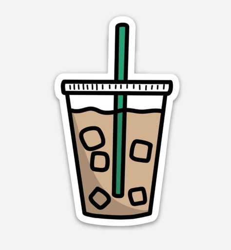 Iced Coffee Sticker Stickers are printed on vinyl sticker paper. This sticker is perfect for water-bottles, hydroflasks, laptops, tablets, iPads, tumblers, journals, notebooks or car. Our stickers are individually die-cut and made to last against scratches, tears, water and sunlight between 2 - 4 years.  Printed and manufactured in the USA.  Size (inches): 1.79 x 3 Our stickers are manufactured and printed in the USA to be 100% waterproof and weatherproof. We feature a special vinyl laminate tha Iced Coffee Doodle Step By Step, Iced Coffee Clipart, Iced Coffee Graphic, Iced Coffee Cartoon, Iced Coffee Doodle, Iced Coffee Logo, Iced Coffee Drawing, Iced Coffee Tattoo, Coffee Stickers Printable