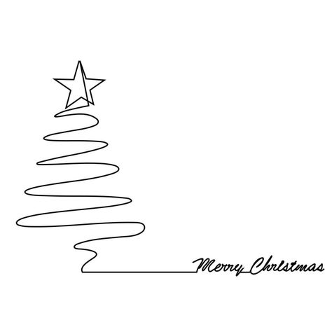 Design For Christmas Card, Single Line Christmas Tree, Christmas Draw Tree, Minimalist Christmas Tree Drawing, Christmas Card Line Art, One Line Christmas Tree, Line Drawing Christmas Card, Line Art Christmas Tree, Line Art Drawings Christmas