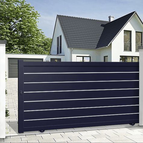 Aluminium Sliding Gate Designs Aluminum Fence Gate, Aluminum Driveway Gates, Home Gate Design, Gate Designs Modern, Modern Gate, House Main Gates Design, Aluminium Gates, Front Gate Design, Entrance Gates Design