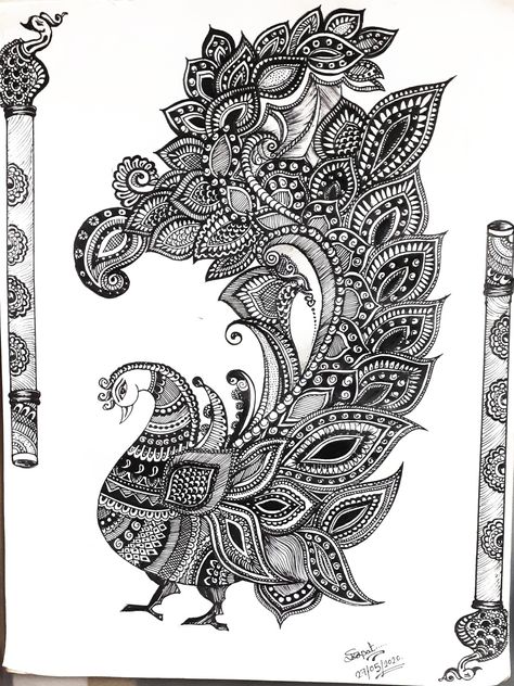 Peacock drawing mandala art Peacock Zentangle Art, Peacock Doodle Art, Peacock Doodle, Popular Art Paintings, Composition Of Lines, Peacock Sketch, Drawing Mandala, Peacock Drawing, Easy Mandala