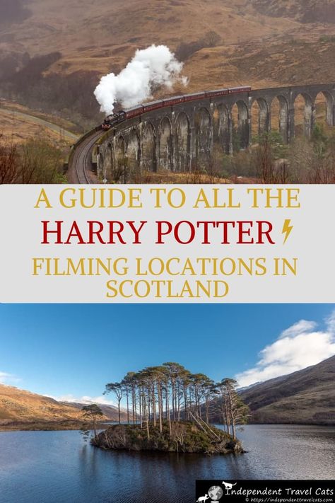 A comprehensive and detailed guide to 12 Harry Potter filming locations in Scotland, including the Hogwarts Express train (The Jacobite), the location of Hagrid's hut (Glencoe), & the location of Dumbledore's grave (Eilean na Moine). We provide a map of each Harry Potter movie location, how to get there, and other relevant information for each film site. #HarryPotter #filmlocations #Scotland #TheJacobite #HarryPotterfilminglocations #HogwartsExpress #HarryPottertrain #travel Harry Potter Filming Locations Scotland, Train In Scotland, Harry Potter Europe Trip, Harry Potter Locations Scotland, Harry Potter Scotland Locations, Travel In Scotland, Scotland Harry Potter Sites, Scotland In Fall, Harry Potter Train Scotland