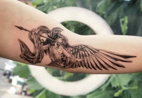 Engel Krieger Tattoo, Warrior Symbol Tattoo, Angel Warrior Tattoo, Warrior Symbols, Warrior Tattoo Sleeve, Female Warrior Tattoo, Small Wave Tattoo, Female Tattoos, Warrior Tattoos