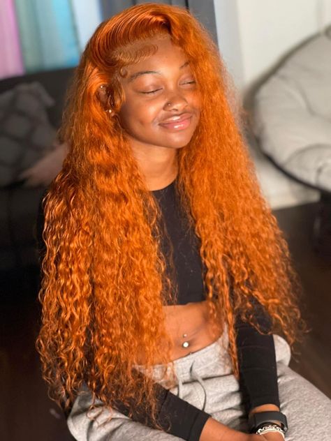 Deep Wave Dyed Wig, Orange Wet And Wavy Wig, Color Wet And Wavy Wig, Wet And Wavy Ginger Wig, Curly Ginger Lace Front Wigs Black Women, Deep Wave Color Wig, Colored Lacefront Wig, Deep Wave Ginger Wig, Ginger Water Wave Wig