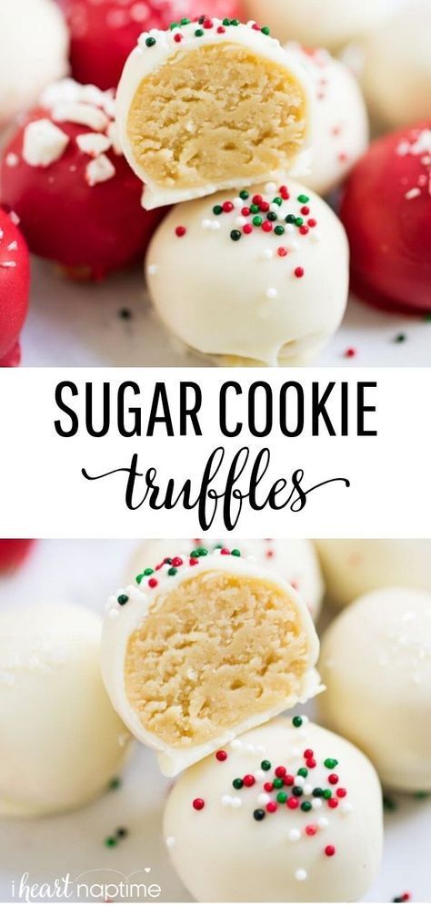 Sugar Cookie Truffles, Making Sugar Cookies, Cookie Truffles, No Bake Sugar Cookies, Jul Mad, Christmas Baking Recipes, Cookies Cream, Dessert Party, Berry Smoothie