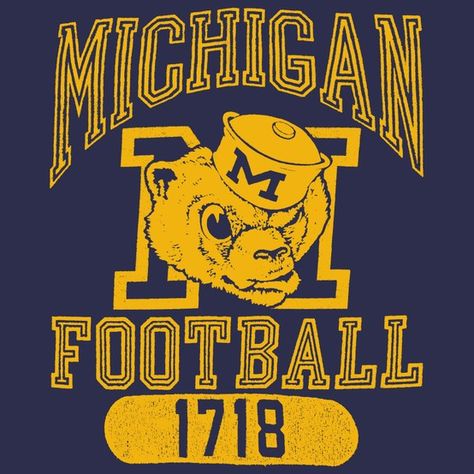 Varsity Graphic Design, Denim Poster, Collegiate Aesthetic, Athletic Fonts, Varsity Design, Vintage Michigan, Sports Team Logos, University Logo, College Logo