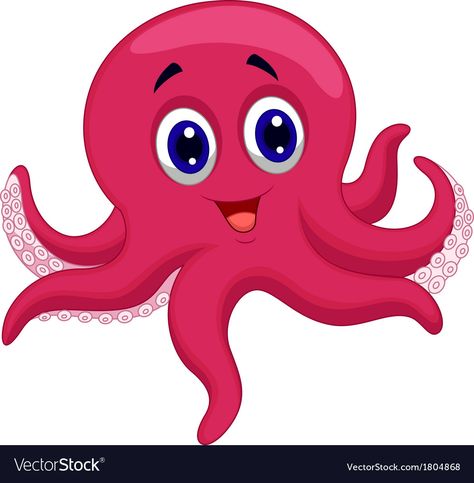 Octopus Cartoon, Cartoon Sea Animals, Baby Octopus, Cute Octopus, Cartoon Fish, Baby Penguins, Cartoon Images, Animal Clipart, Mermaid Birthday