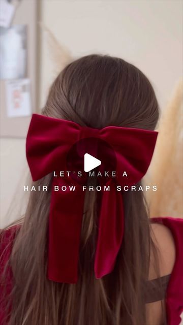 S E W I N G & P A T T E R N S on Instagram: "I had some scraps from my last project and decided to make this cute festive hair bow ✨ What do you think? #sewing #sewingproject #sewingpattern #patterndesign #hairbow #fabricscraps" Make A Hair Bow With Ribbon, Velvet Hair Bow Diy, Christmas Hair Bows Diy Tutorials, How To Sew Bows For Hair, Cloth Bows Diy, How To Make A Hair Bow Out Of Fabric, How To Sew A Hair Bow, Hair Bow Sewing Pattern, How To Sew A Bow