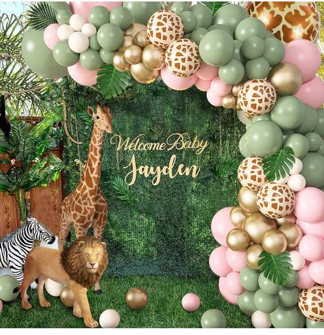 Tropical Birthday Decorations, Safari Balloon, Jungle Balloons, Tropical Party Decorations, Jungle Theme Parties, Balloon Tassel, Safari Theme Birthday, Bridal Shower Backdrop, Balloon Kits