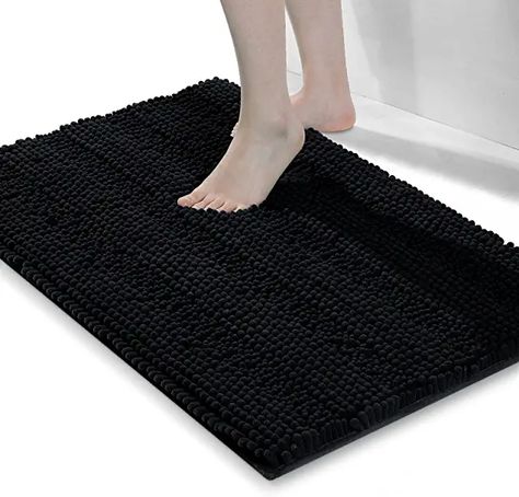 Amazon.com : black bathroom rug Plush Carpet, Baby Hair Clips, Shower Mat, Shower Cleaner, Shower Rugs, Soft Rug, Carpet Runner, Bathroom Mats, Bathroom Rug