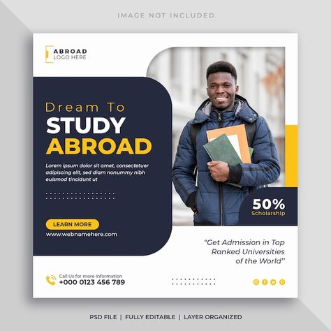 Study abroad social media post or educat... | Premium Psd #Freepik #psd #university-admission #college-admission #admission #study-post About Study, Facebook Post Design, Instagram Banner, University Admissions, School Admissions, Social Media Poster, Beach Photography Poses, Special Education Classroom, Post Design