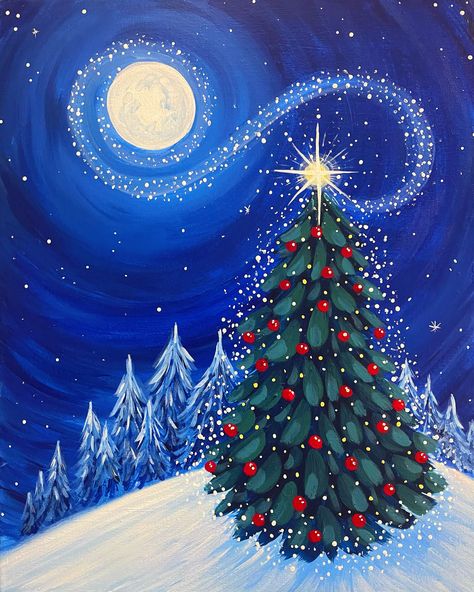 Book now for Paint Nite On-Demand: Jewel of Christmas with Yulia Art Studio. Earn 10 Loyalty Reward points for every ticket! Folkart Christmas Painting, Toddler Christmas Painting Canvas, Christmas Tree Painting Tutorial, Painting Inspo Christmas, Easy Patriotic Paintings On Canvas, Christmas Art Inspiration, Christmas Decor Ideas Painting, Cartoon Christmas Painting, Paint Night Christmas Ideas