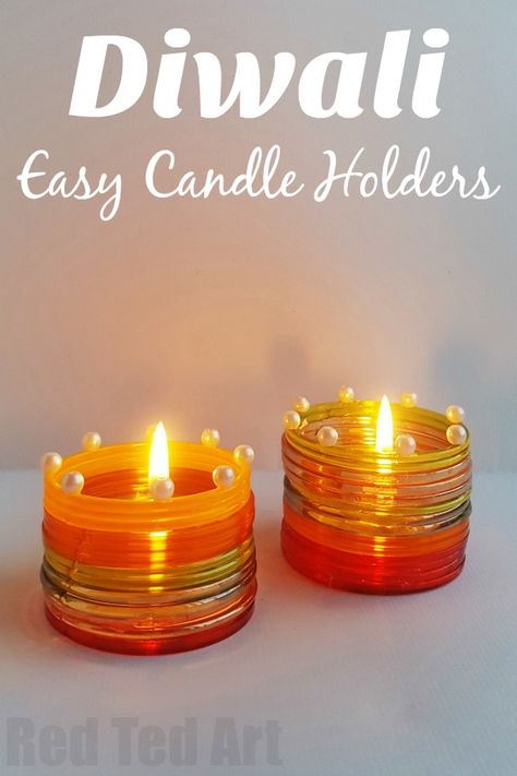 Diwali Candle Holder for kids. Make your own DIYA with kids this Diwali. Gorgeous Diwali Light Activity #Diwali #DIYA #kids Diwali Craft For Children, Diwali Decoration Lights, Diwali Candle Holders, Diwali For Kids, Diwali Light, Diwali Activities, Diya Decoration Ideas, Diwali Diya Decoration, Diwali Candles