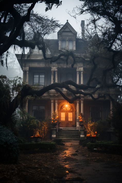 Creepy Halloween Aethstetic, Spooky Mansion Aesthetic, Gothic House Outside, Hunted House Aesthetic, Haunted Houses Aesthetic, Neo Gothic Aesthetic, Spooky House Aesthetic, Halloween House Aesthetic, Haunted House Aesthetic