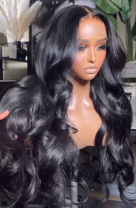 Lace Front Layered Curls, Loose Curl Wigs For Black Women, Bodywave Lacefront Wig Middle Part, Layered Curled Wig, Wavy Lace Front Wigs Black Women, Body Wave Wig With Layers, Barrel Curls Wig, Black Wig Curls, Soft Curls Wig