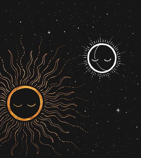 The Sun And Moon, Dessin Adorable, Moon Art, Sun And Moon, Pics Art, Aesthetic Iphone Wallpaper, Belle Photo, Stars And Moon, Night Sky