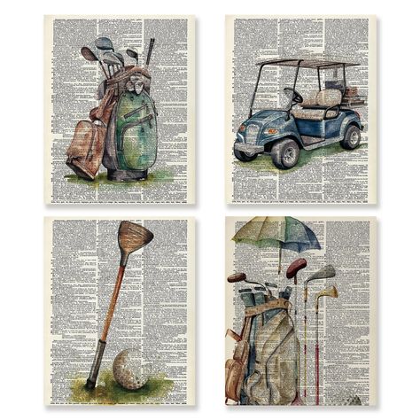 Office Decor For Man, Male House Decor, Golf Bedrooms For Boys, Vintage Golf Decor, Vintage Golf Nursery, Golf Bedroom, Golf Lounge, Hunting Room Decor, Decorating Dorm