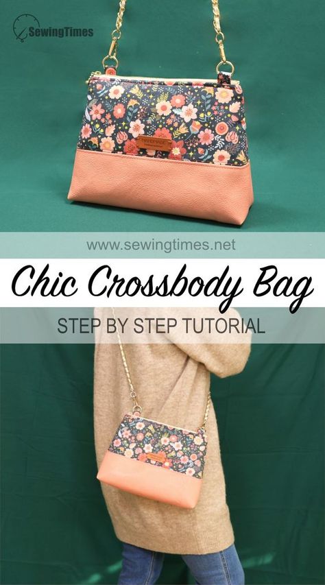 DIY Chic Crossbody Bag💖 Sew a Stylish Shoulder Bag with Zipper Pocket Inside! Sewing Times, Cross Body Bag Pattern Free, Diy Fabric Purses, Crossbody Purse Patterns, Quilted Purse Patterns, Crossbody Bag Tutorial, Crossbody Bag Diy, Purse Patterns Free, Cross Body Bag Pattern