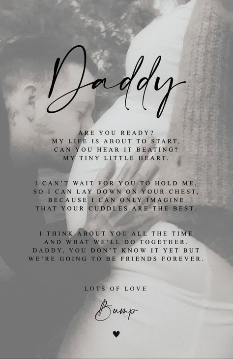 Newborn or pregnancy announcement. A letter from bump from baby to dad I found this beautiful poem and then edited it over our maternity photos then gifted it to my husband the night my waters broke along with a 4 page hand written note, adulthood is scary and that moment your relise your about to be a parent again or for the 1st time is scary so i wanted him to know everything was going to be ok Valentines Pregnancy Announcement To Dad, Baby On Board Announcement, Wedding Pregnancy Announcement, How To Tell Your Husband Youre Expecting, Baby Announcement For Dad, Maternity Photo Quotes, Cute Baby Announcements For Husband, Hi Daddy Announcement, Cute Baby Reveal Ideas