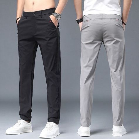 Blue Trousers Outfit, Boys Clothing Styles, Outfit Trousers, Trend Pants, Chic Trousers, Slim Pants Men, Cross Pants, Male Trousers, Formal Dresses For Men