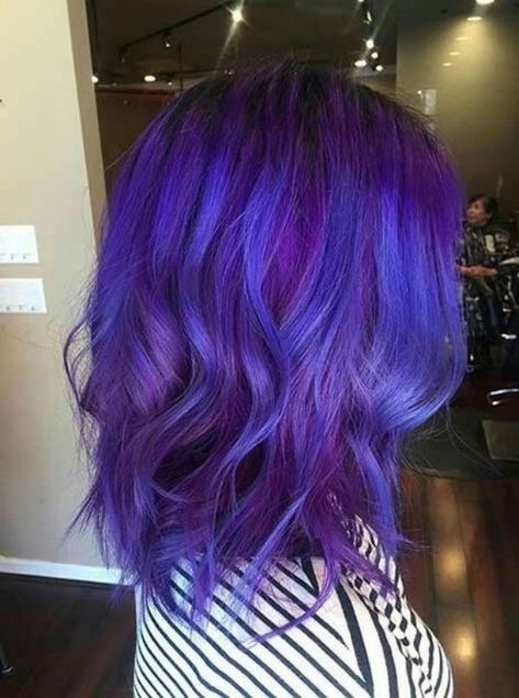 37 Balayage Hairstyles: Inspiration Guide and Trends in 2020 Hairstyle Volume, Pony Hairstyle, Blue Purple Hair, Hair Color Purple, Trendy Hair Color, Hair Color Blue, Tone Hair, Bright Purple, Rainbow Hair