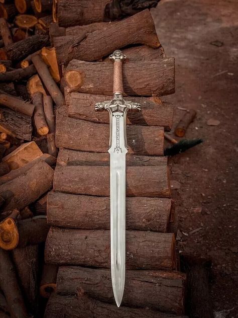 The Conan Destroyer Father's Sword, Atlantean Sword, Conan The Barbarian Replica | eBay Wedding Swords, Conan Barbarian, Barbarian Movie, Dual Swords, Knife Template, Movie Replica, Survival Skills Life Hacks, Targaryen Art, Types Of Swords