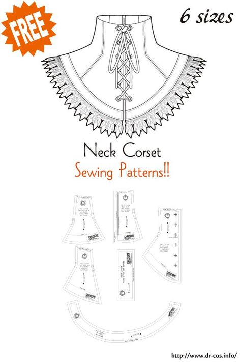 Clothing Sewing Patterns Free, Neck Corset, Japanese Sewing Patterns, Corset Sewing Pattern, Diy Leather Projects, Cute Sewing Projects, Costume Sewing Patterns, Corset Pattern, Free Sewing Patterns