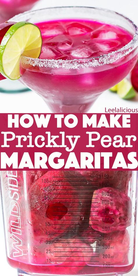 Drinks Alcohol Recipes Vodka, Pear Margarita Recipe, Prickly Pear Recipes, Pear Drinks, Prickly Pear Juice, Pear Syrup, Pear Margarita, Easy Party Punch, Prickly Pear Margarita