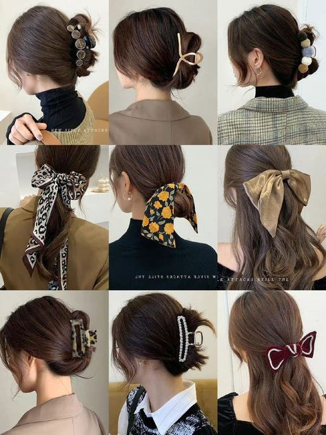 Hair Styles Female, Korean Hair Accessories, Designer Hair Accessories, Cute Quick Hairstyles, Hair Style Korea, Fesyen Rambut, Kawaii Hairstyles, Ribbon Hairstyle, Girl Accessories