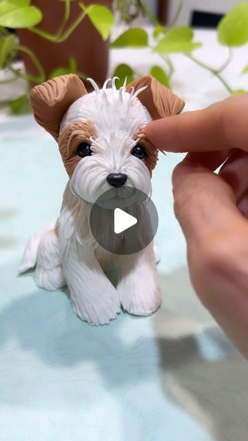 Polymer Clay Dog Tutorial Step By Step, Fondant Golden Retriever, Fondant Dog Tutorial, Cute Fondant Cakes, Easy Fondant Decorations, Fondant Puppy, Doll Cottage, Fondant Animals Tutorial, Fondant Horse