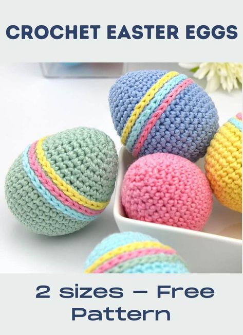 Crochet Easter eggs free pattern – 2 sizes Crochet Easter Basket Free Pattern, Crochet Easter Eggs, Easter Crochet Patterns Free, Crochet Easter Basket, Easter Egg Pattern, Crochet Easter, Modern Crochet Patterns, Crochet Bunny Pattern, Easter Crochet Patterns