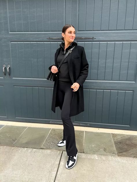 Loving this effortlessly chic look for an everyday outfit. Such an easy way to style a nikes outfit! Also wearing lululemon groove pants and an amazon pullover. Tap to shop! Groove Pants Outfit, Nikes Outfit, Mom Gadgets, Lululemon Groove Pants, Easy Outfit, Everyday Outfit, Nike Outfits, Nike Dunks, Black Outfit