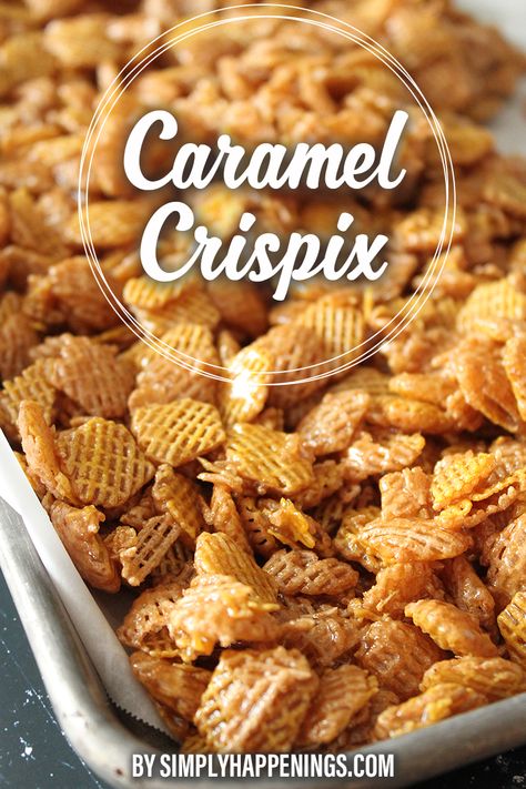 Carmel Crispix Microwave, Fall Hors D’oeuvres, Caramel Crispix Recipe, Crispix Snack Mix, Caramel Chex, Chex Mix Recipes Sweet, Watermelon Jello, Snack To Make, Snack Mixes