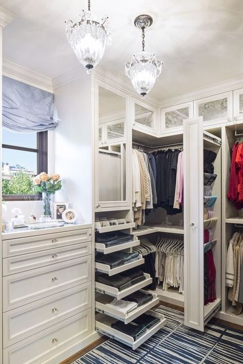 Courtesy of LA Closet Design. Check out this idea and more when you click the link. Erin Kestenbaum, A Walk In Closet, Garderobe Design, Closet Mirror, Master Closet Design, Walking Closet, Closet Hacks Organizing, Dream Closet Design, Walk In Closet Design