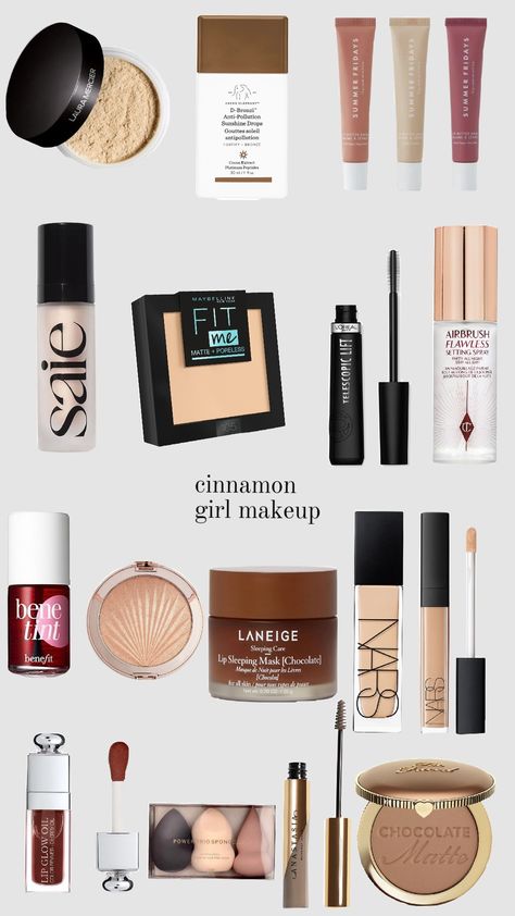 cinnamon girl makeup 🧸🤎☕️🪐 #makeup #cinnamongirl #cinnamongirlmakeup Cinnamon Girl Makeup, Cinnamon Makeup, Cinnamon Girl, Makeup Needs, Lip Sleeping Mask, Fashion Aesthetics, Fall Makeup, Lip Glow, Laura Mercier