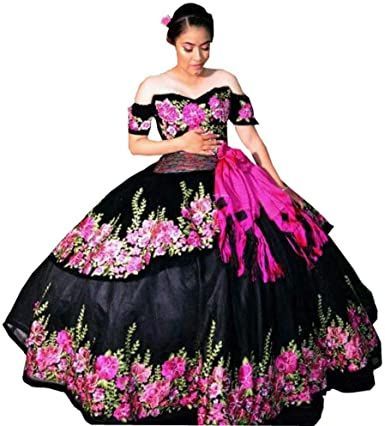 Prined Floral Emroidery Quinceanera Dresses Mexican Theme Off The Shoulder Sweet 16 Dress 2022 Mexican Theme Quinceanera, Theme Quinceanera, Quinceanera Dresses Mexican, Vestido Charro, Lace Embroidery Dress, Black Quinceanera Dresses, Mexican Quinceanera Dresses, Charro Quinceanera Dresses, Sweet 15 Dresses