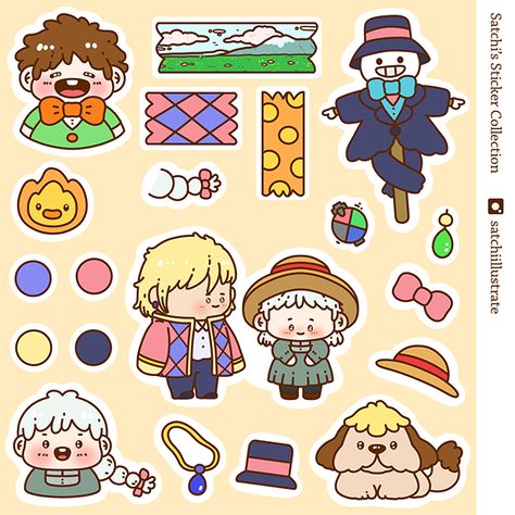 Howls Moving Castle Stickers Printable, Printable Sticker Sheets, Paper Doll House, Ghibli Artwork, Shrinky Dink, Howl's Moving Castle, Studio Ghibli Art, Ghibli Art, Planning And Organizing