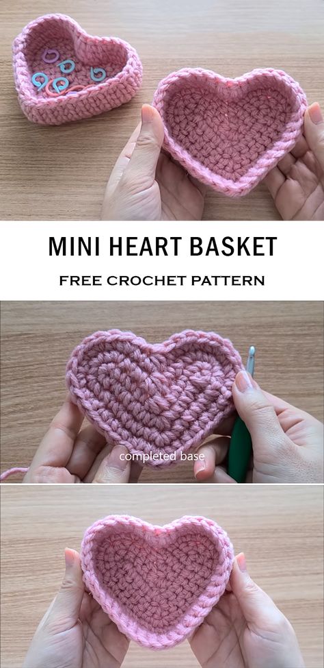 Quick Crochet Projects For Markets, Crochet For Vacation, Super Easy Crochet Projects For Beginners, Easy One Hour Crochet Projects, Single Color Crochet, Easy Small Crochet, Crochet Items To Sell, Crochet Tapestries, Heart Shaped Basket